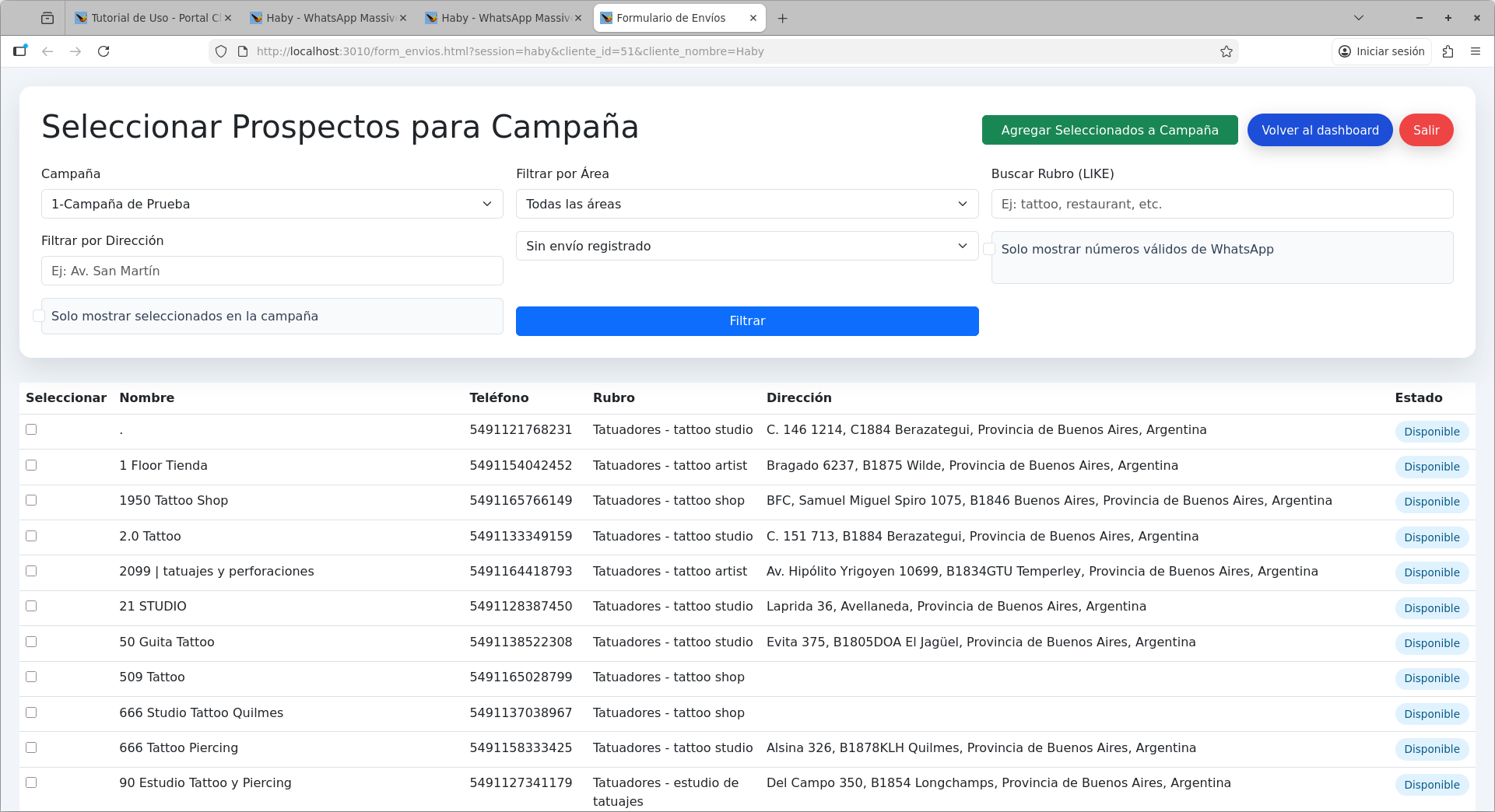 Seleccionar prospectos