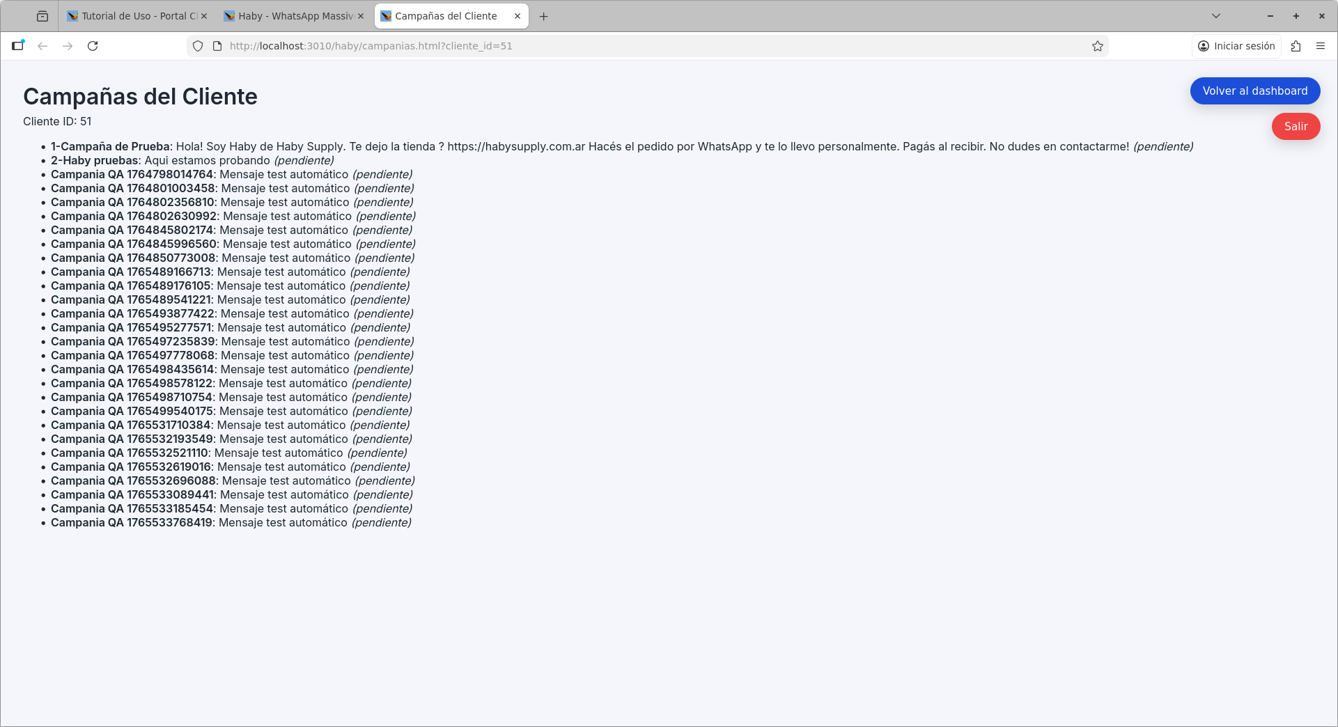 Ver campañas del cliente